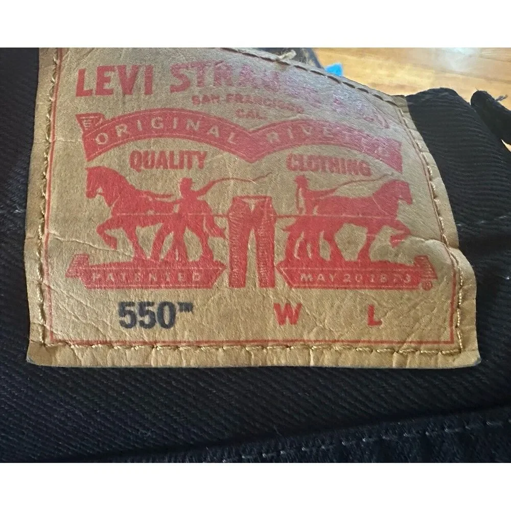 Levis 550‎ Jeans Mens 44X36 Black Relaxed Fit Straight Leg 5 Pocket Cotton Denim